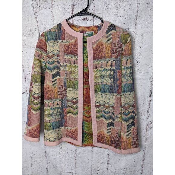 Vera Maxwell Tapestry Y2K Pastel Jacket Southwestern Cowgirl Pink Sz M Medium Ma - Picture 1 of 6
